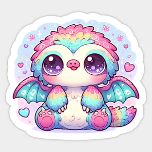 Kawaii Sloth Dragon Sticker